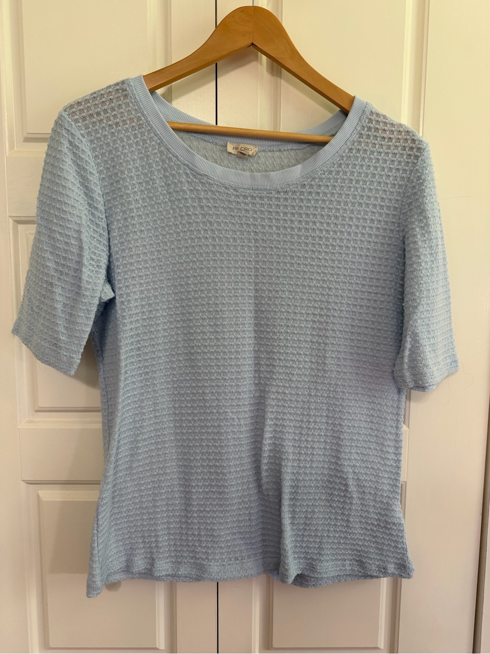 Anthropologie Pale Blue Textured Short Sleeve Tee
